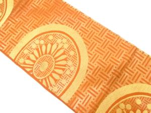 丸紋に抽象花模様織り出し　名古屋帯